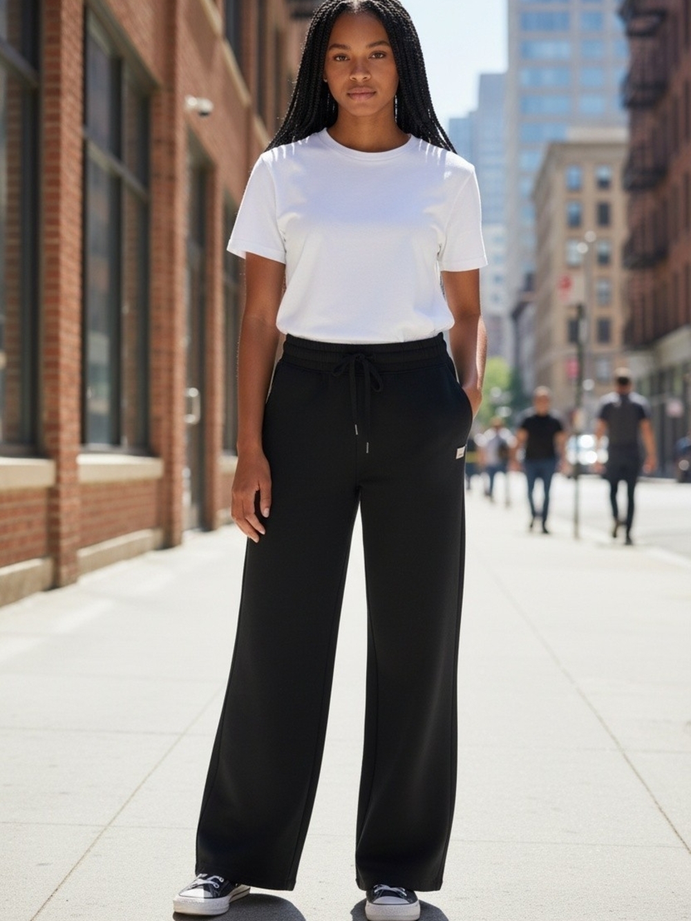 Vuori Black Wide-Leg Drawstring Pants